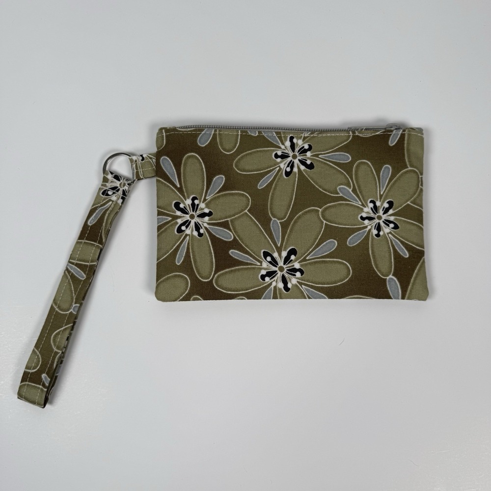 Handmade Wristlet Zipper Pouch Purse Clutch Lightweight Strap New Floral Funky